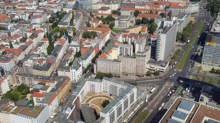 Aerial view streets of Berlin